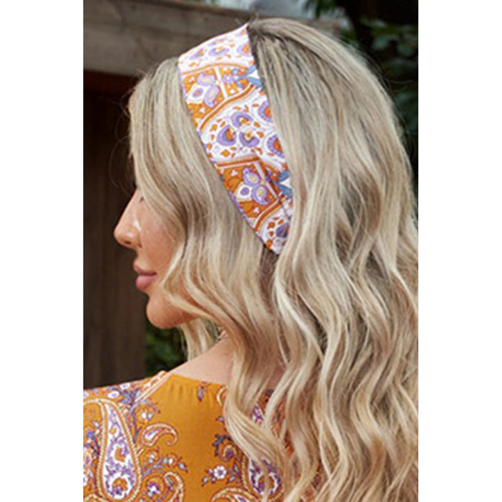 Orange Geometric Paisley Print Hair Scarf Scrunchie Image 1