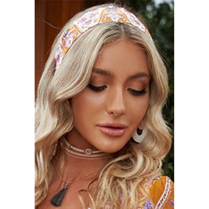 Orange Geometric Paisley Print Hair Scarf Scrunchie Image 4