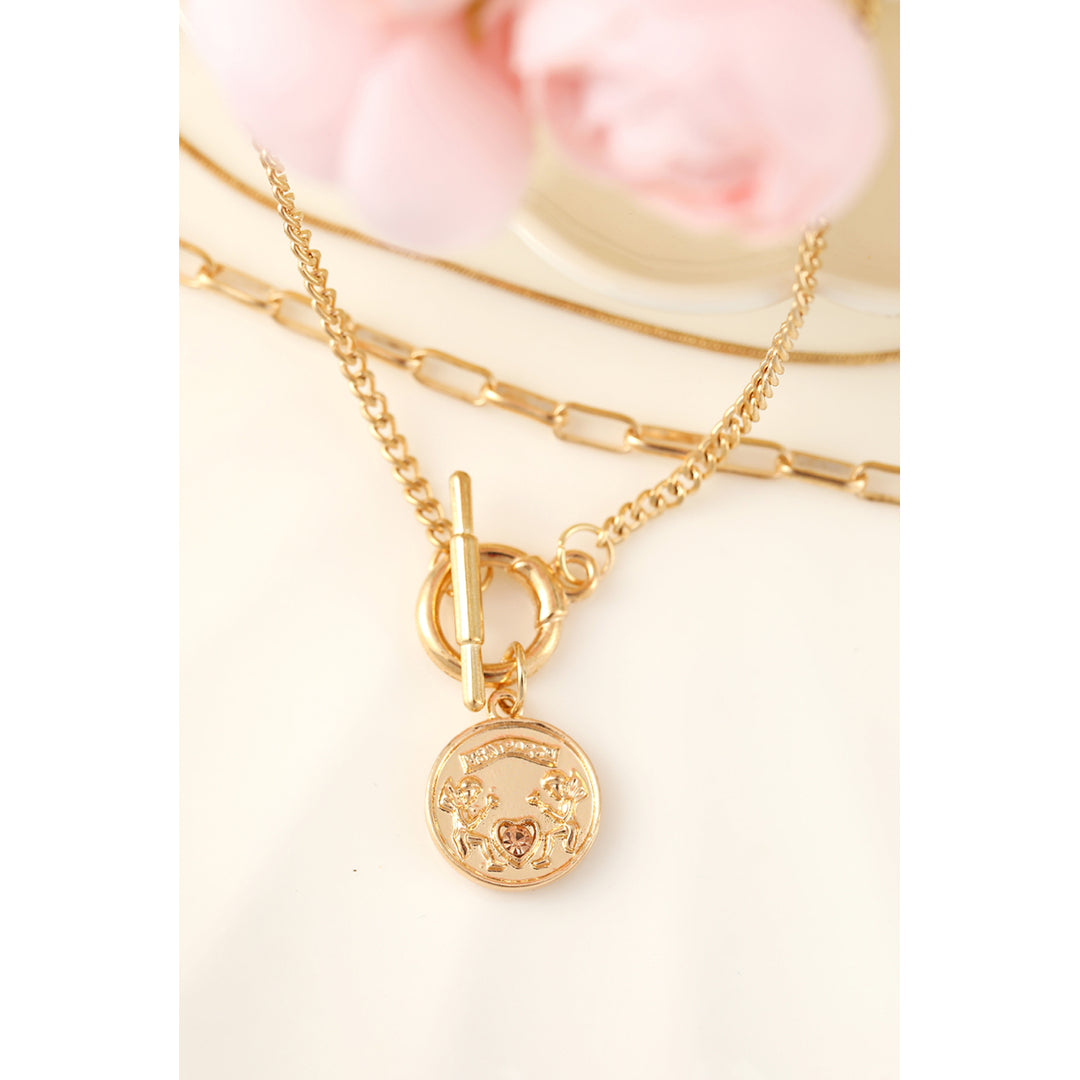 Gold Multi Layer Chunky Chain Coin Pendant Necklace Image 3