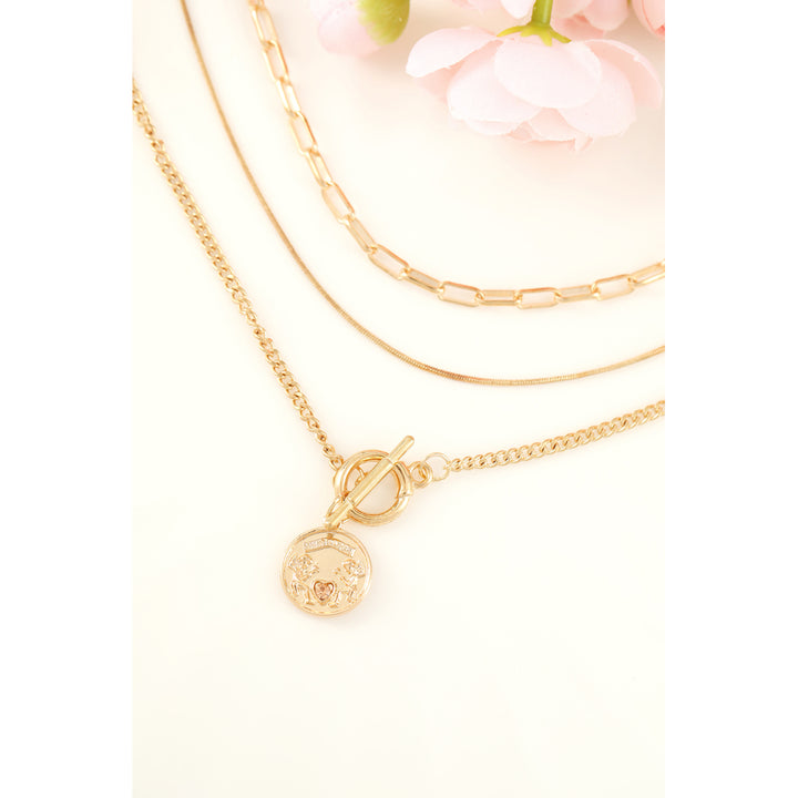 Gold Multi Layer Chunky Chain Coin Pendant Necklace Image 4