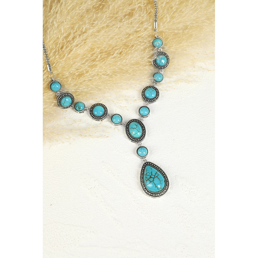 Green Crackle Turquoise Water Drop Charm Necklace Image 7