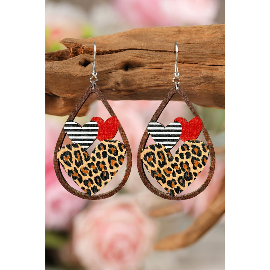 Leopard Heart Shape Hollowed Valentines Day Earrings Image 1