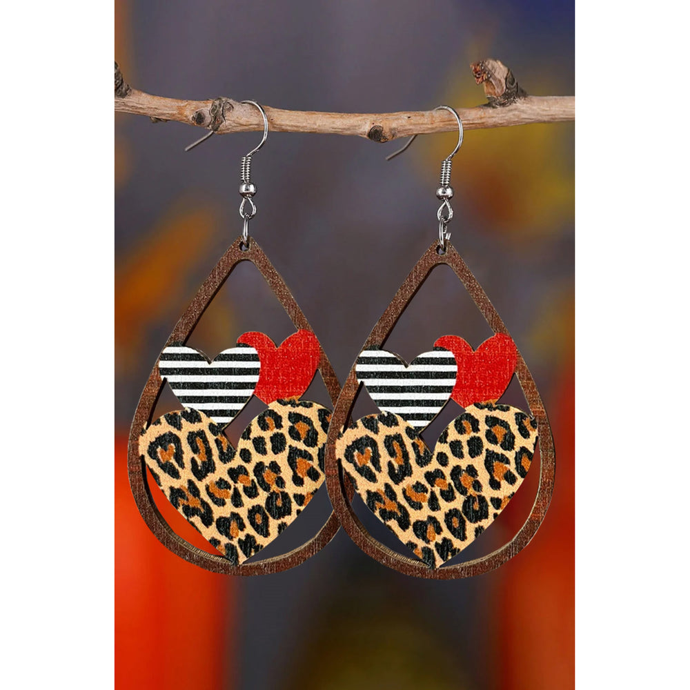 Leopard Heart Shape Hollowed Valentines Day Earrings Image 2