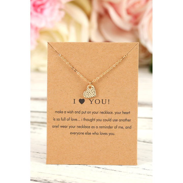 Gold Valentines Heart Pendant Alloy Necklace Image 1