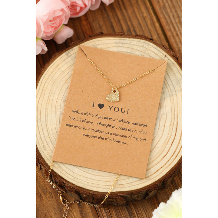 Gold Valentines Heart Pendant Alloy Necklace Image 3