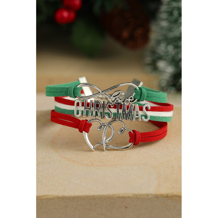 Green Multi-layer Woven Letter Christmas Bracelet Image 1