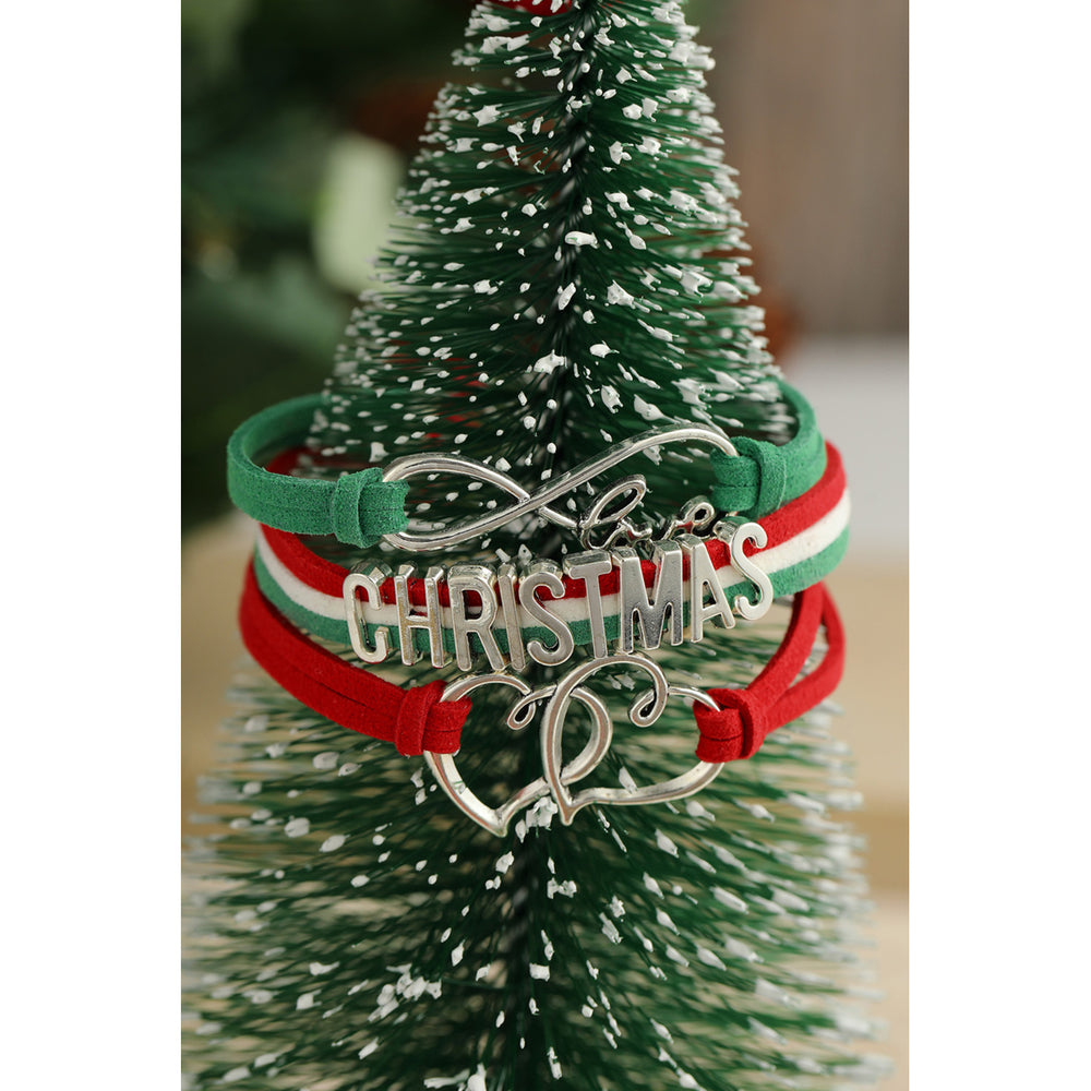 Green Multi-layer Woven Letter Christmas Bracelet Image 2