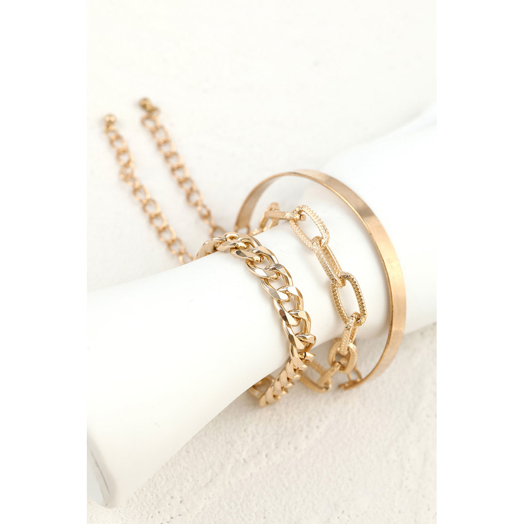 Gold Gold Metal Chain Bracelet Set Image 1