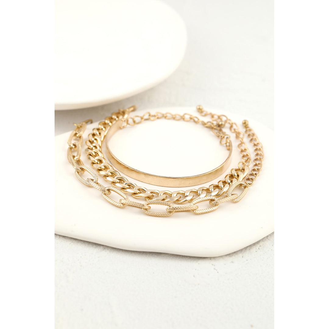 Gold Gold Metal Chain Bracelet Set Image 2