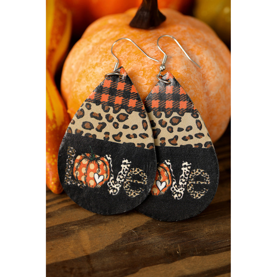 Halloween Pumpkin Pu Leather Earrings Image 1