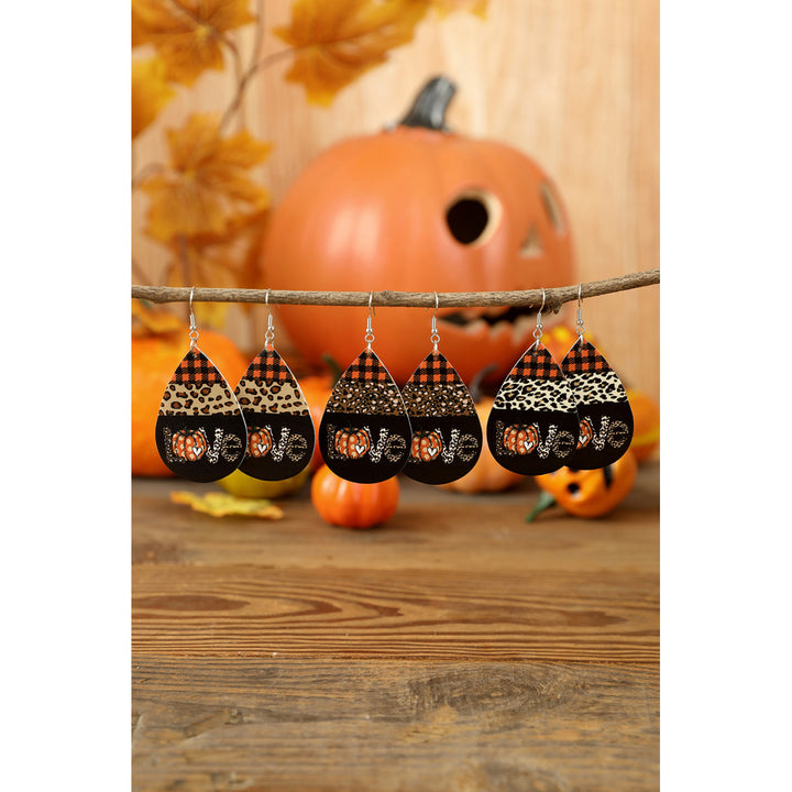 Halloween Pumpkin Pu Leather Earrings Image 2