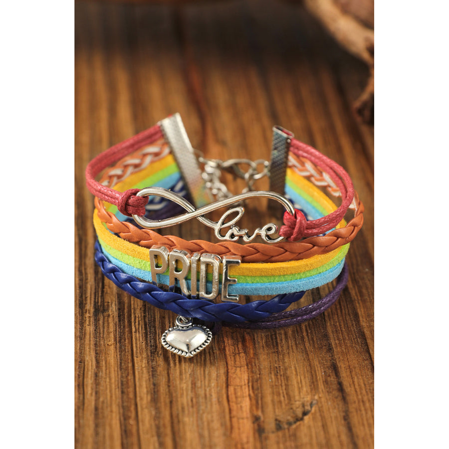 Multicolor Handwoven PRIDE Heart Bracelet Image 1
