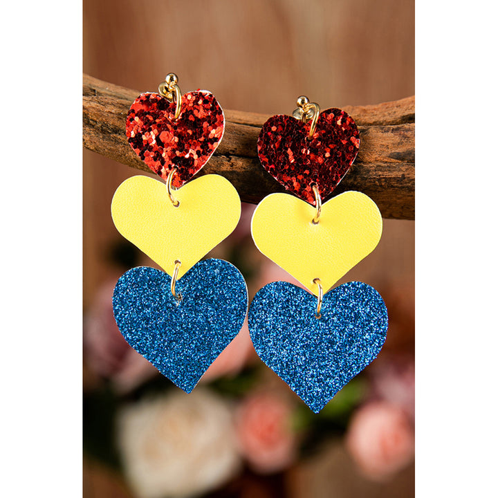 Heart Shape Leather Sequins Earrings Image 1