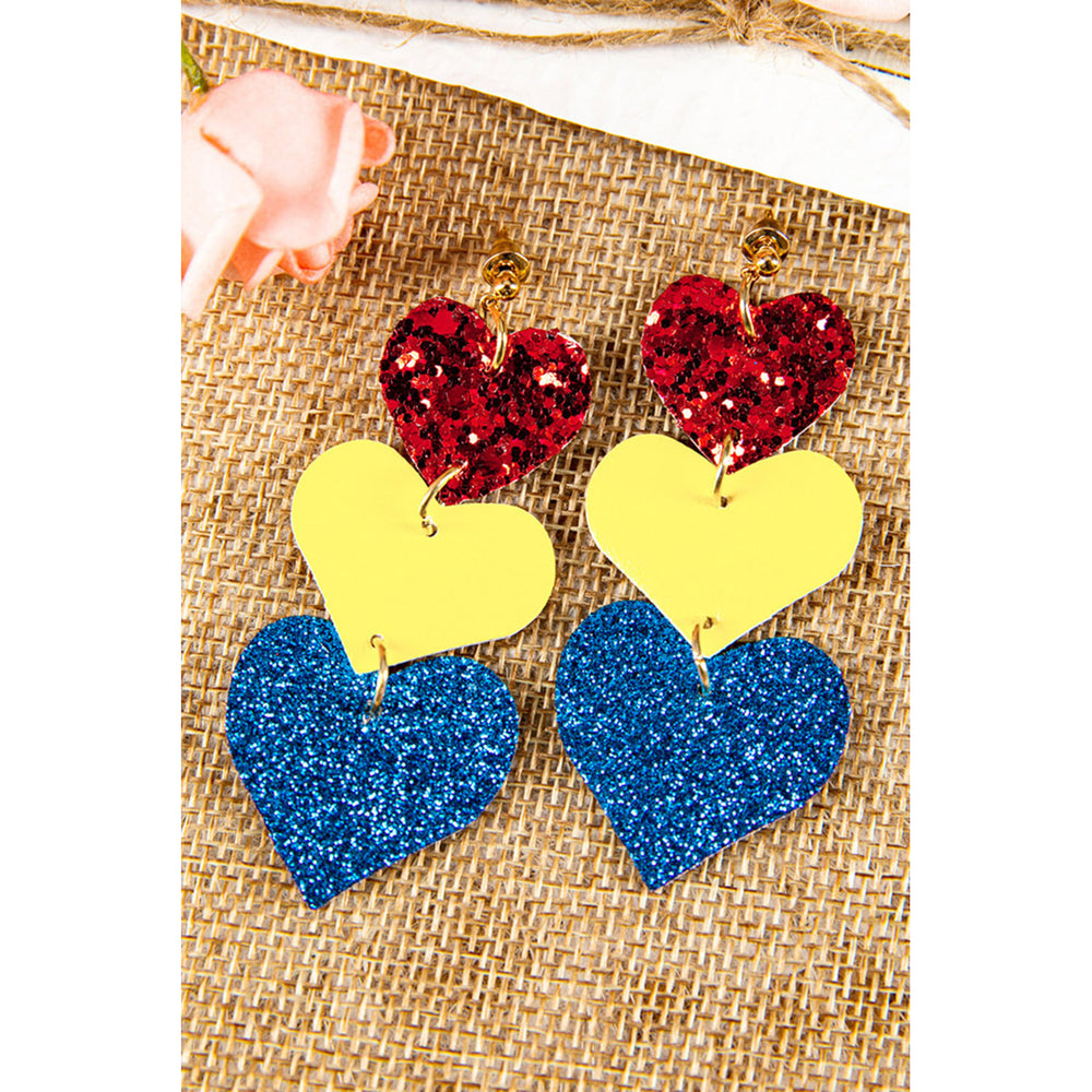 Heart Shape Leather Sequins Earrings Image 2