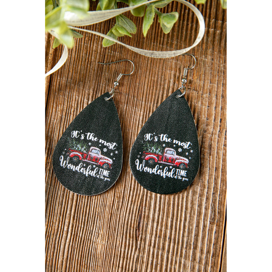 Its The most Wonderful TIME of the year Pleather Earrings Image 1