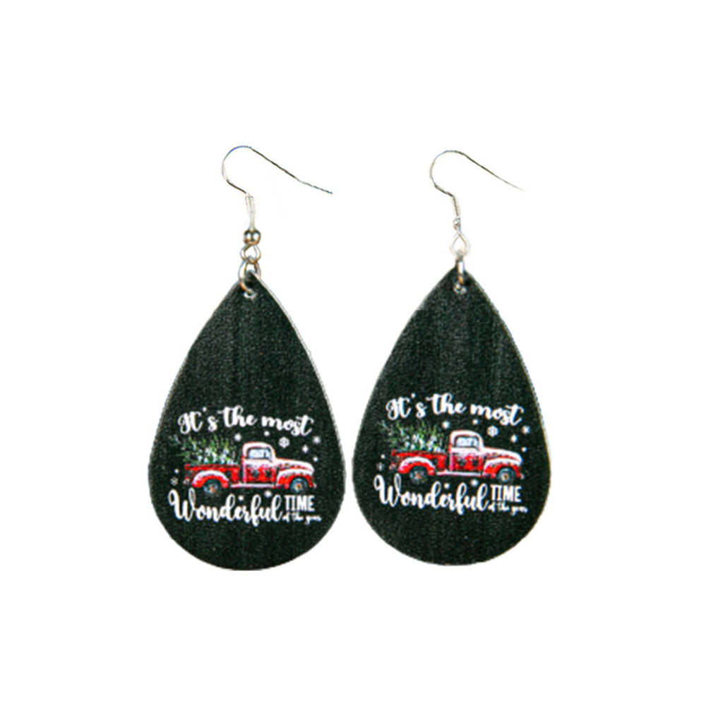 Its The most Wonderful TIME of the year Pleather Earrings Image 2