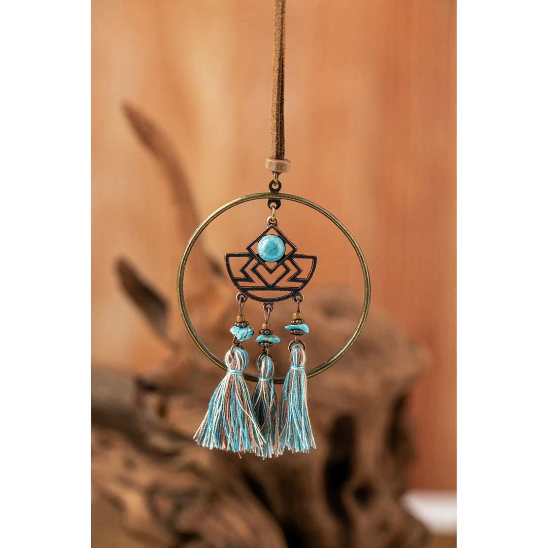 Sky Blue Bohemian Beaded Hollow-out Fringe Dangle Earrings Image 2