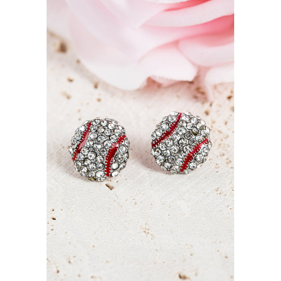 Silvery Football Stud Earrings Image 1