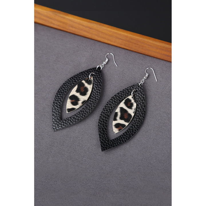 Leopard Printed Hollow Out Pendant Earrings Image 1