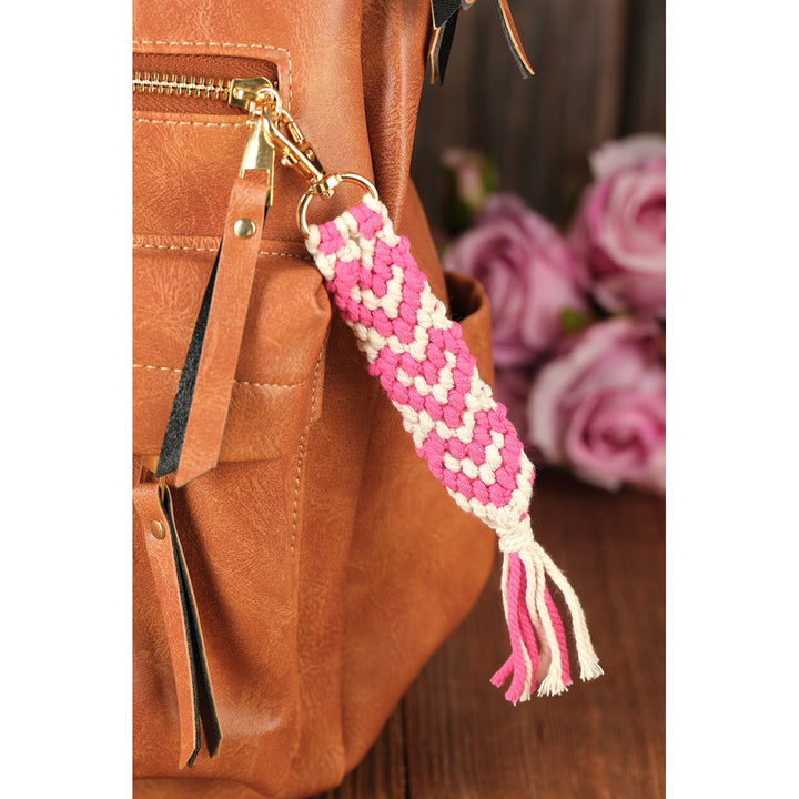 Pink Valentines Day Heart Shaped Braided Key Chain Image 3