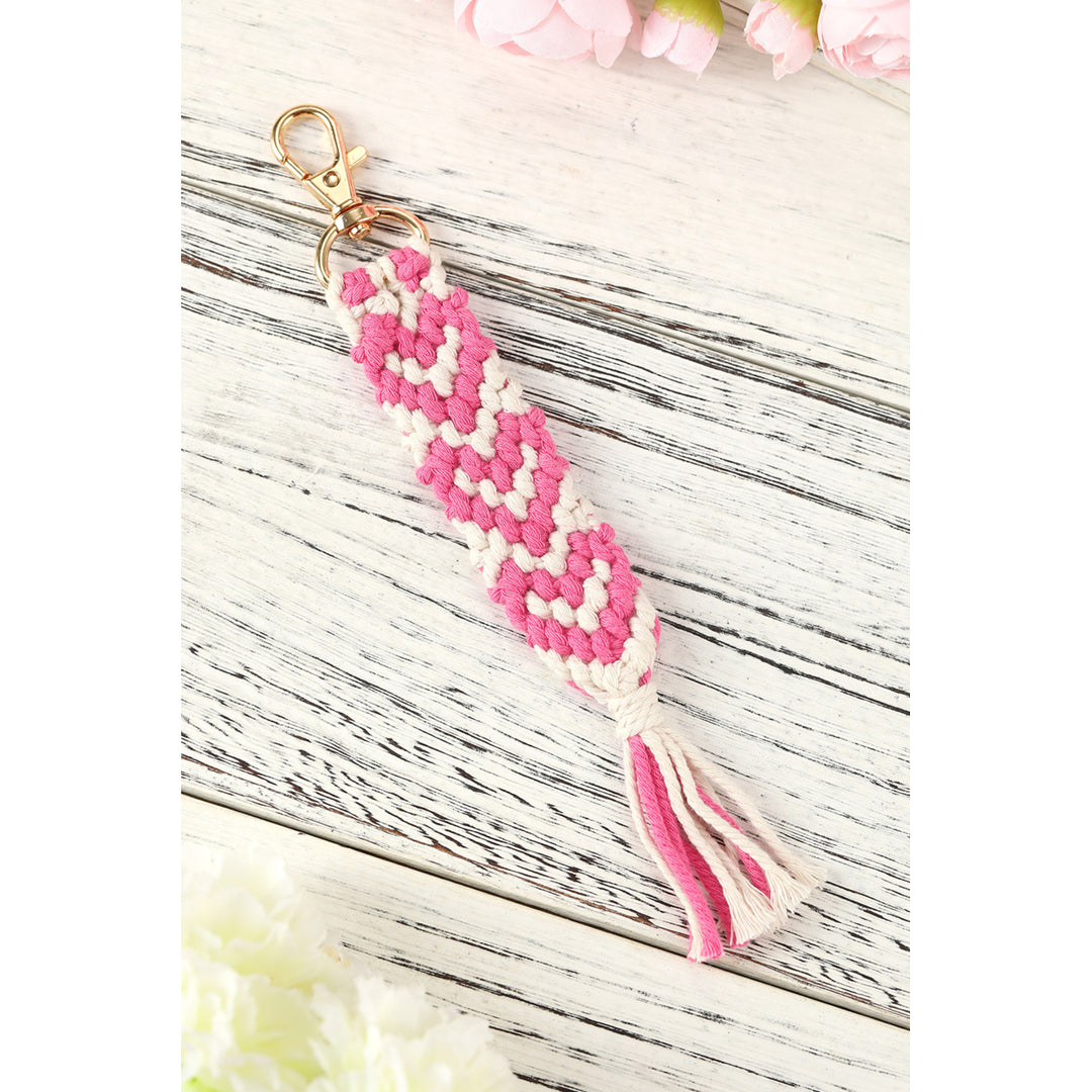 Pink Valentines Day Heart Shaped Braided Key Chain Image 4