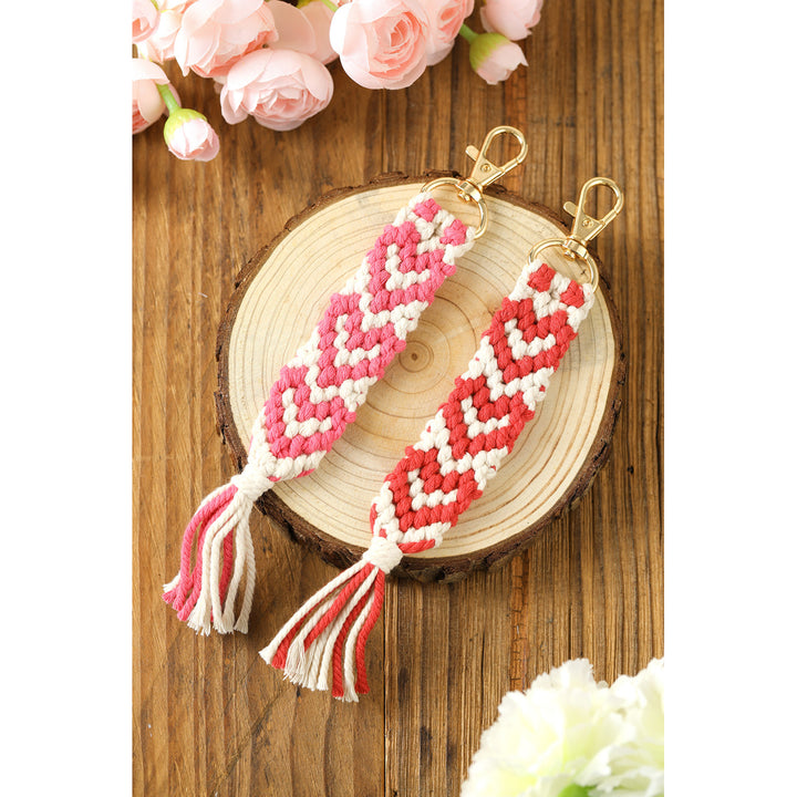 Pink Valentines Day Heart Shaped Braided Key Chain Image 4