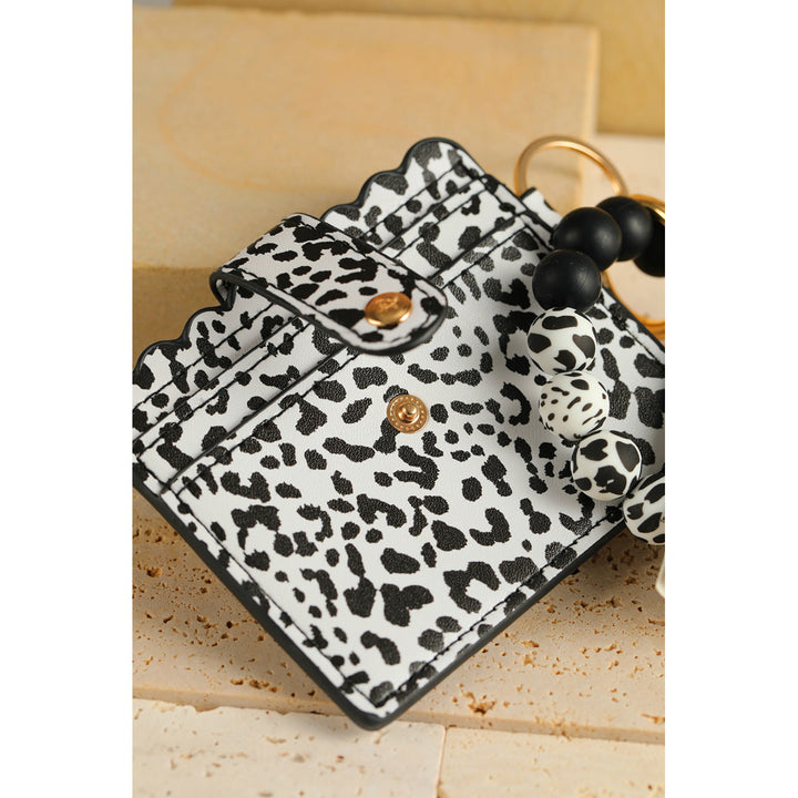 Black Silicone Bead Bracelet Key Buckle Leopard Card Holder Image 9
