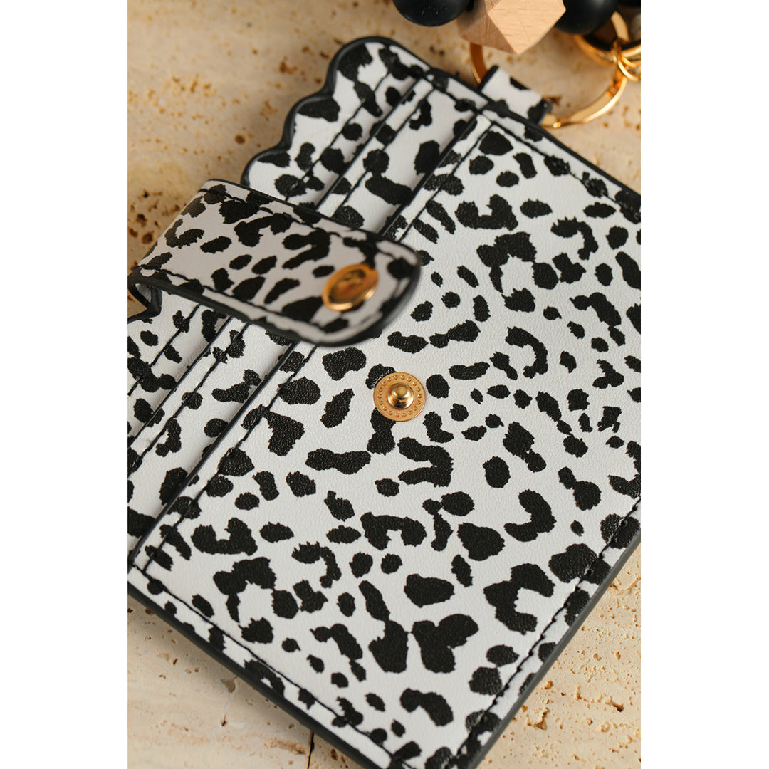 Black Silicone Bead Bracelet Key Buckle Leopard Card Holder Image 10