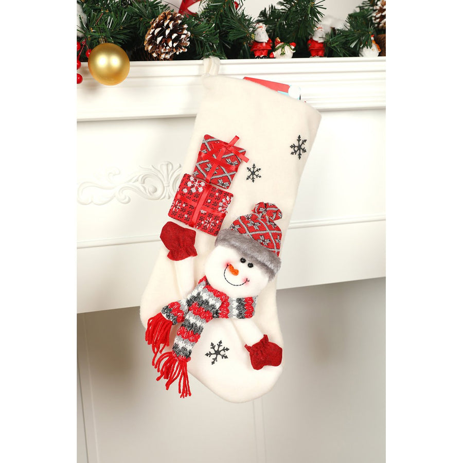 White Christmas Graphic Stocking Home Ornament Image 1