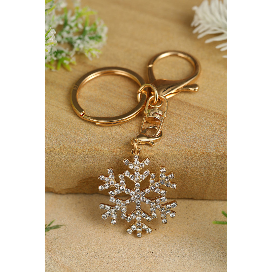 Silver Rhinestone Snowflake Christmas Keychain Image 1