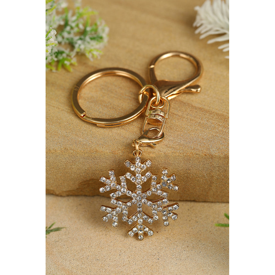 Silver Rhinestone Snowflake Christmas Keychain Image 1