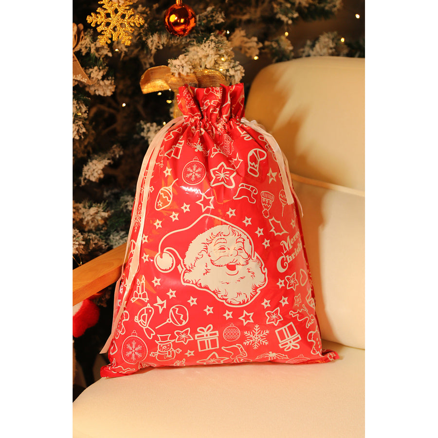 Red Christmas Santa Claus Drawstring Bag Image 1