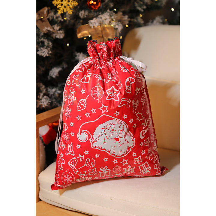 Red Christmas Santa Claus Drawstring Bag Image 2