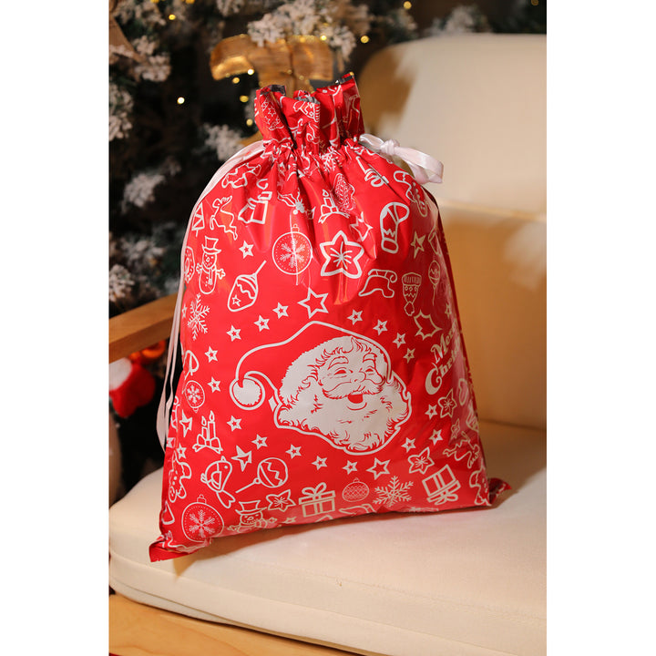 Red Christmas Santa Claus Drawstring Bag Image 3