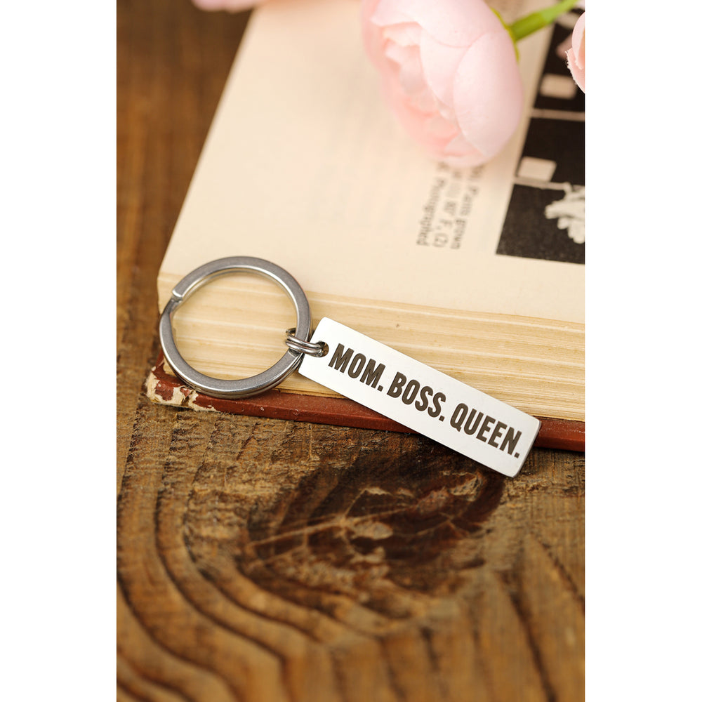 Silver Mom Boss Queen Stainless Steel Keychain Image 2