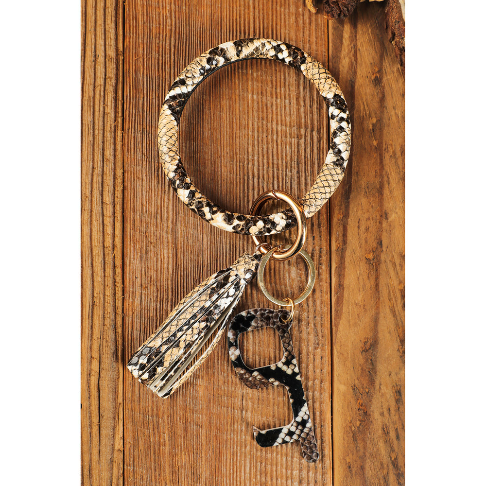 Animal Print PU Leather Bracelet Keychain Image 2