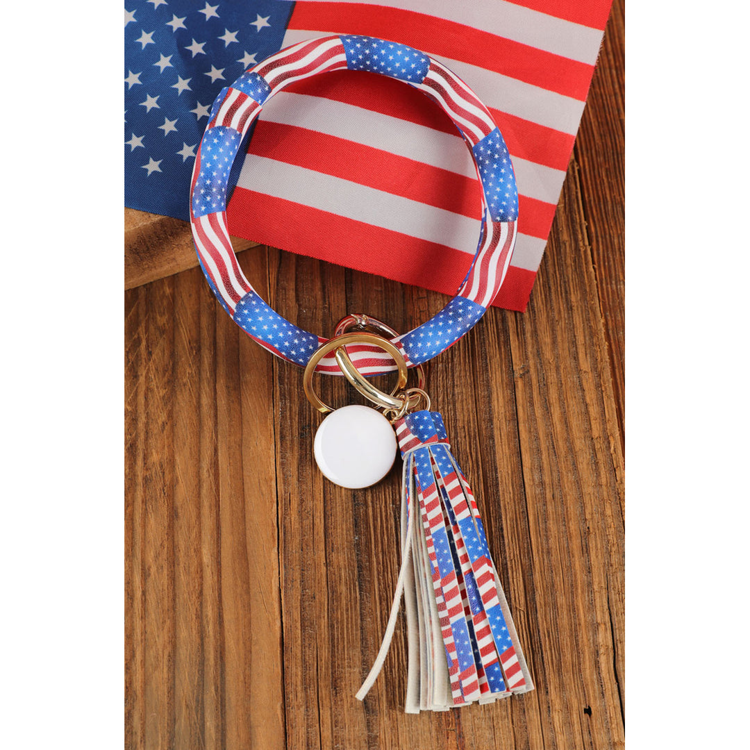 Flag PU Tassel Bracelet Keychain Image 1