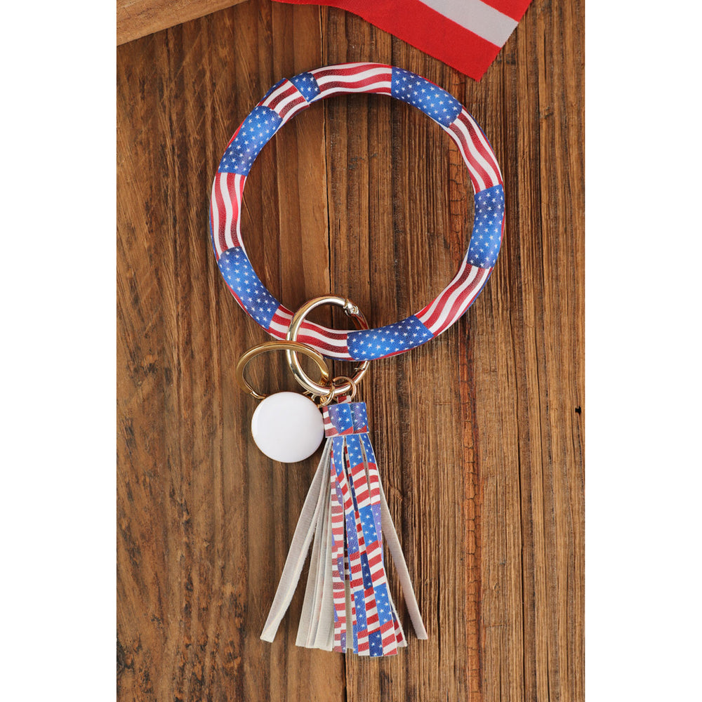 Flag PU Tassel Bracelet Keychain Image 2