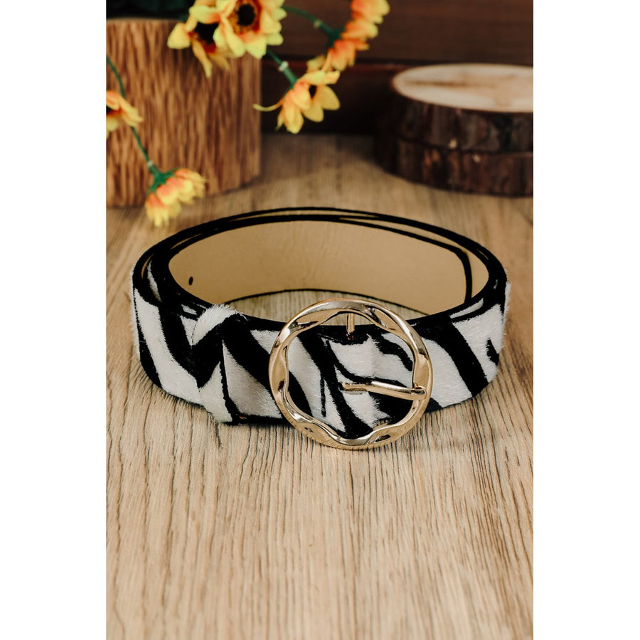 Zebra Print Irregular Buckle Belt Length 106 width 2.8 Image 1