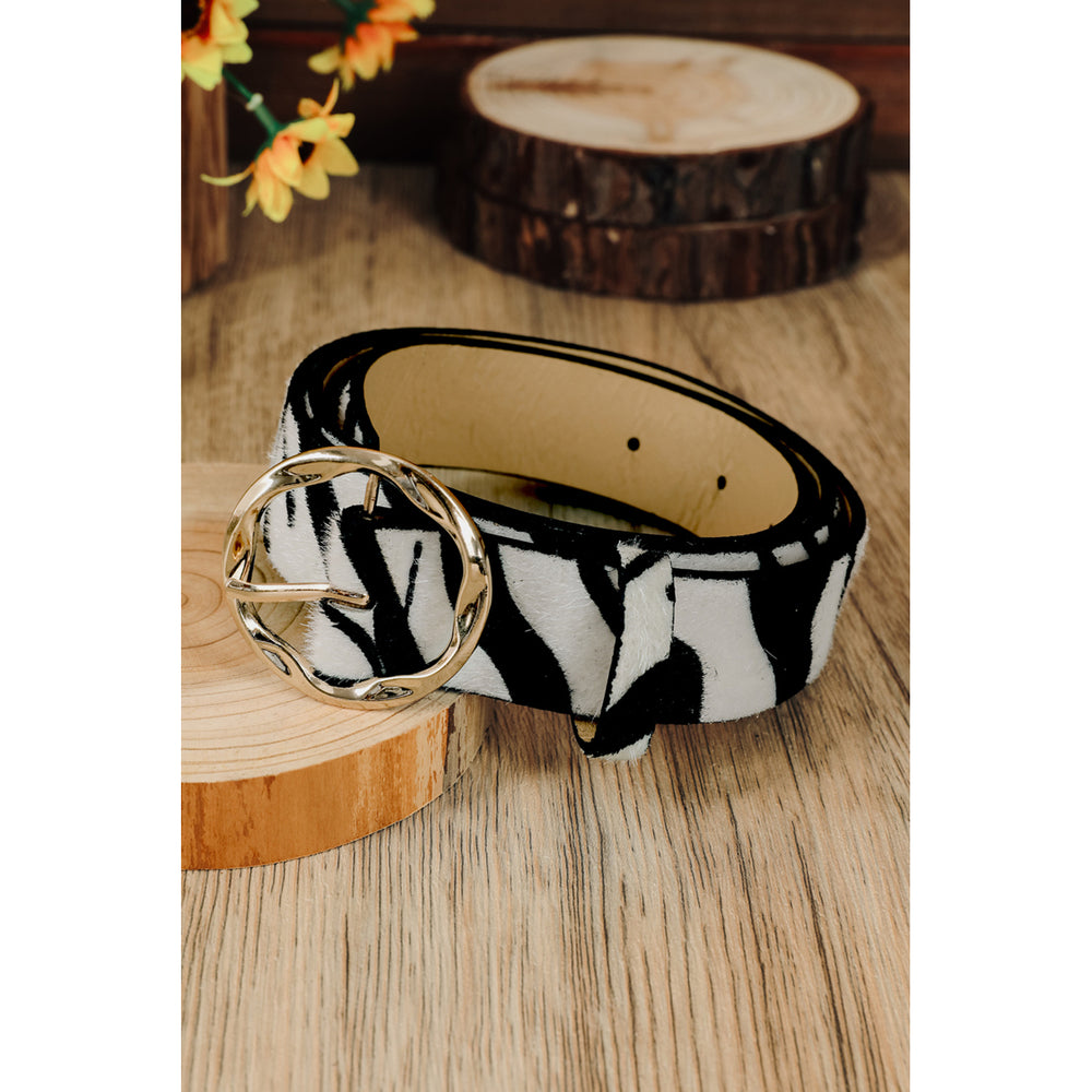 Zebra Print Irregular Buckle Belt Length 106 width 2.8 Image 2