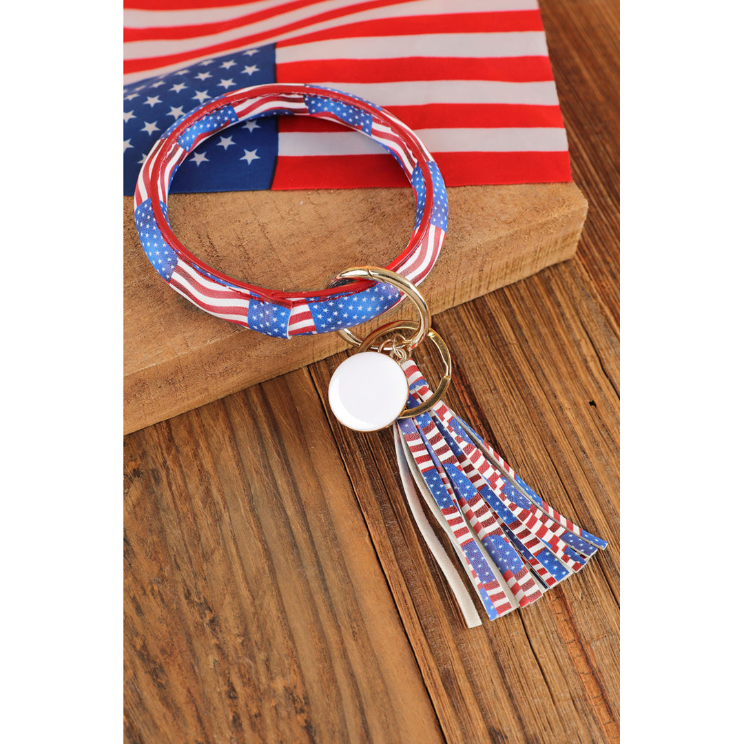 Flag PU Tassel Bracelet Keychain Image 3