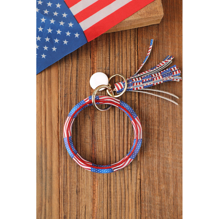 Flag PU Tassel Bracelet Keychain Image 4