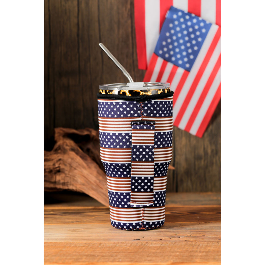 Blue 30OZ American Flag Print Cup Cover Image 1