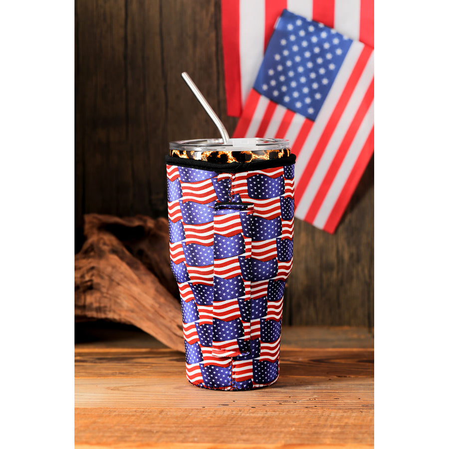 Multicolor 30OZ American Flag Print Cup Cover Image 1