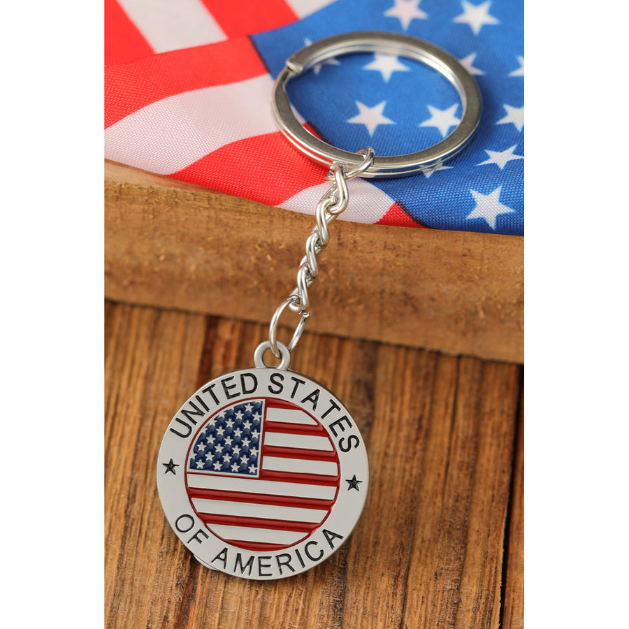 Silver American Flag Letter Keychain Image 1