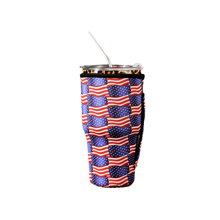 Multicolor 30OZ American Flag Print Cup Cover Image 3