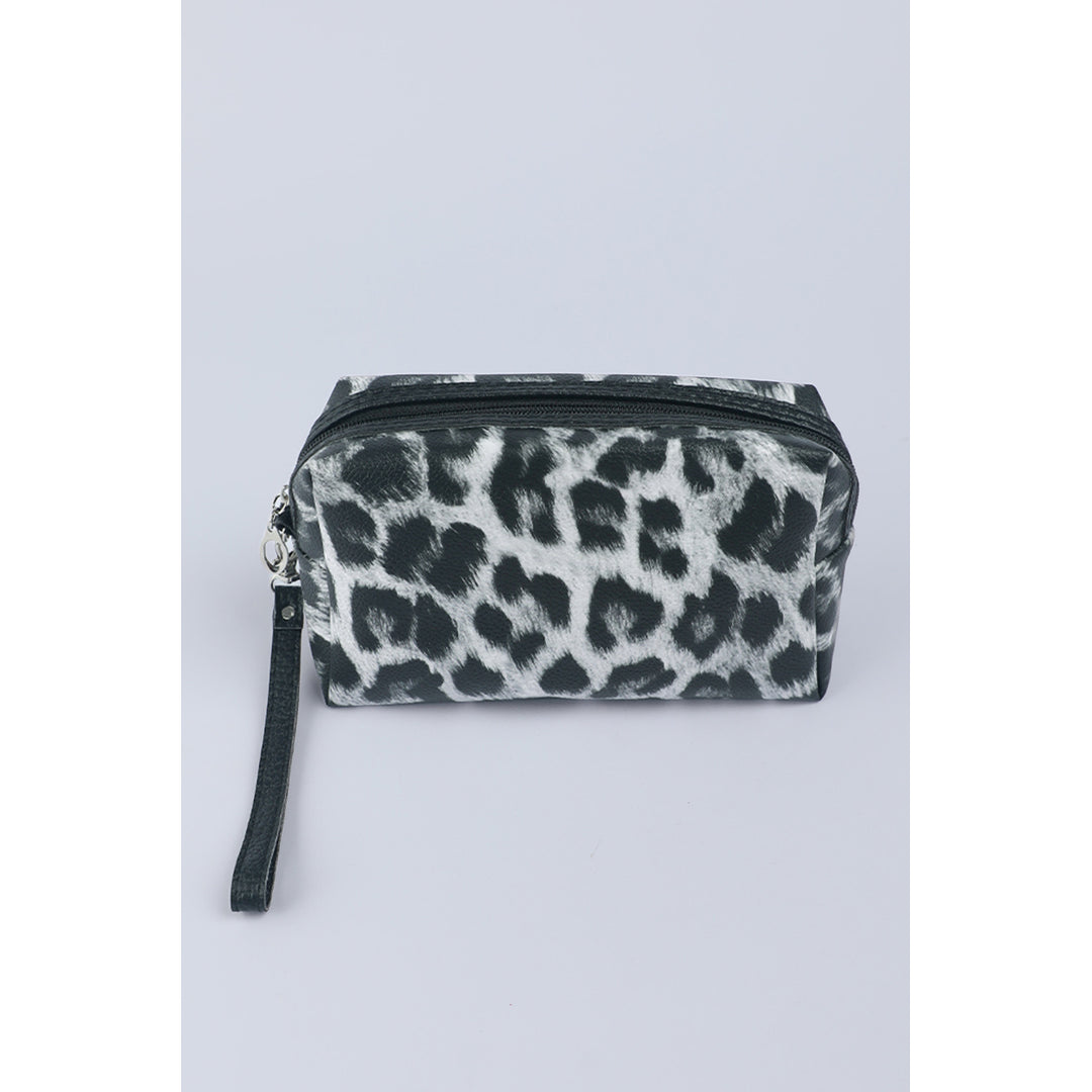 Black Leopard Print Zipper Make Up Bags Image 1