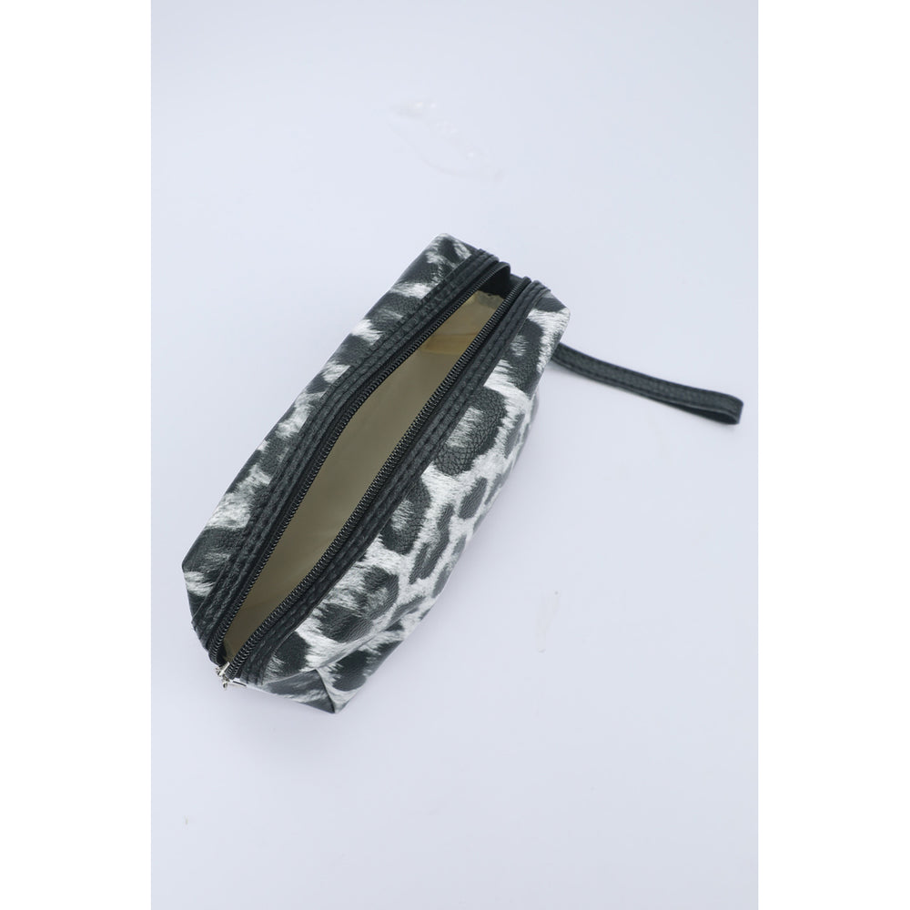 Black Leopard Print Zipper Make Up Bags Image 2