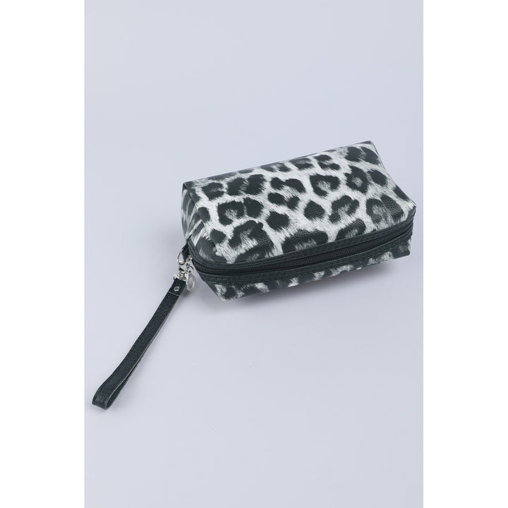 Black Leopard Print Zipper Make Up Bags Image 3