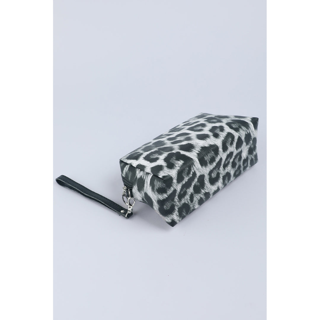 Black Leopard Print Zipper Make Up Bags Image 4